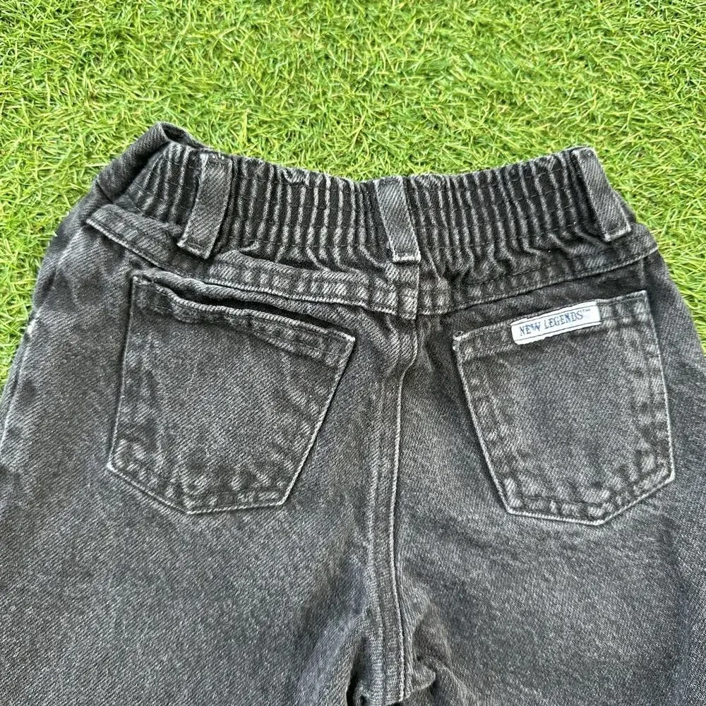 Vintage New Legends Toddler Kids Size 3 Black Denim Jeans 100% Cotton‎ Faded